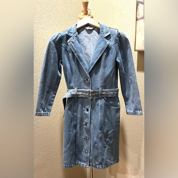 LICHI Germany Designer Denim Long Sleeve Belted Button Down Dress Pockets NEW XS - Picture 4 of 8